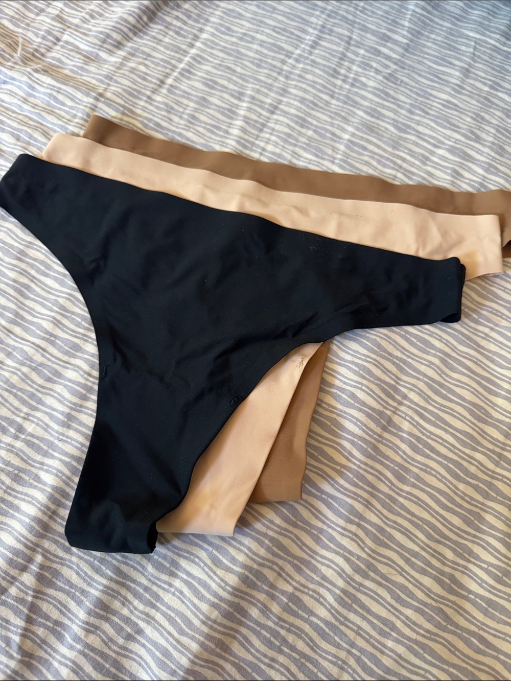 Seamless Bikini Thongs - Black + Nude + Tan - Trio